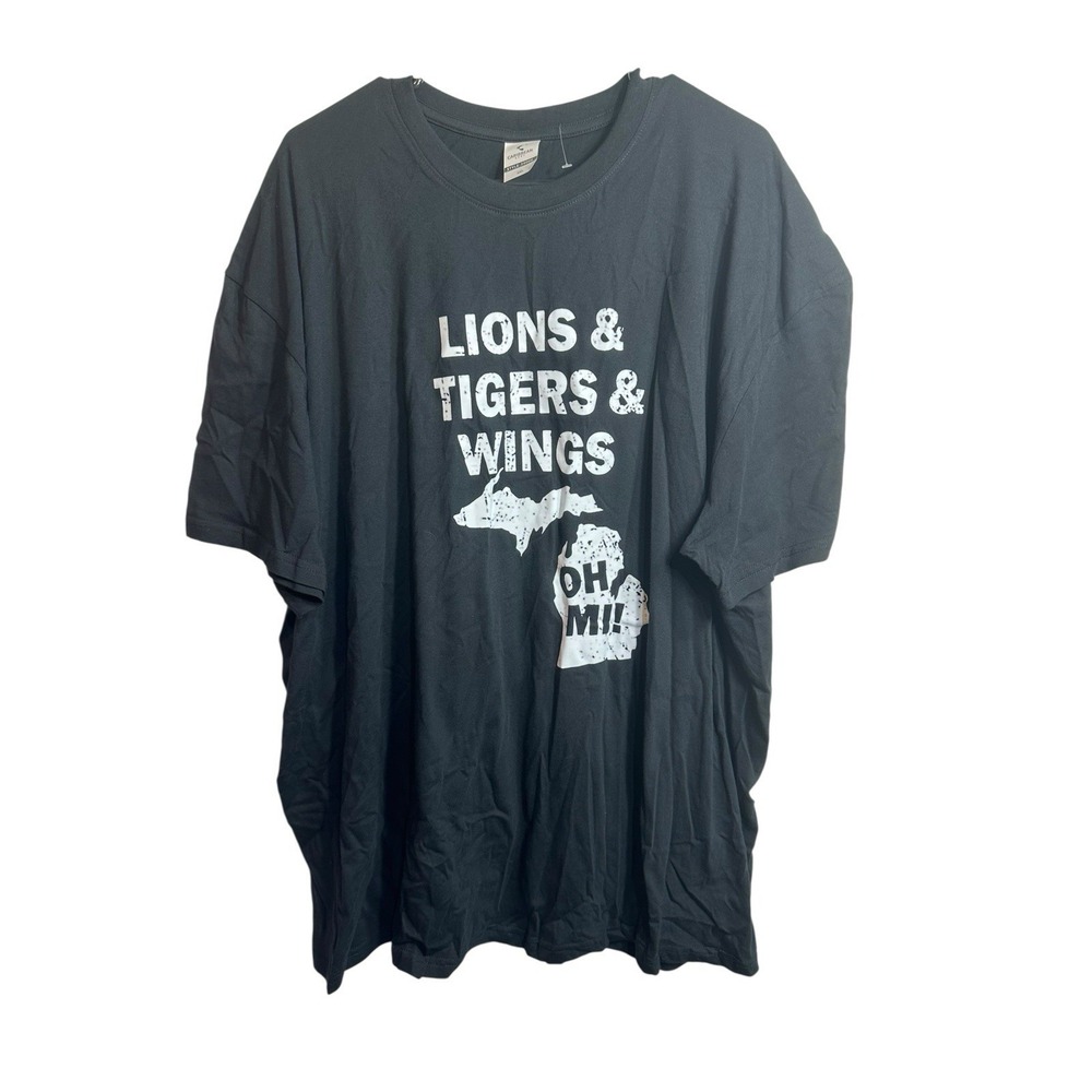 caribbean mens short sleeve shirt lions tigers wings Michigan size‎ 3XL XXXL